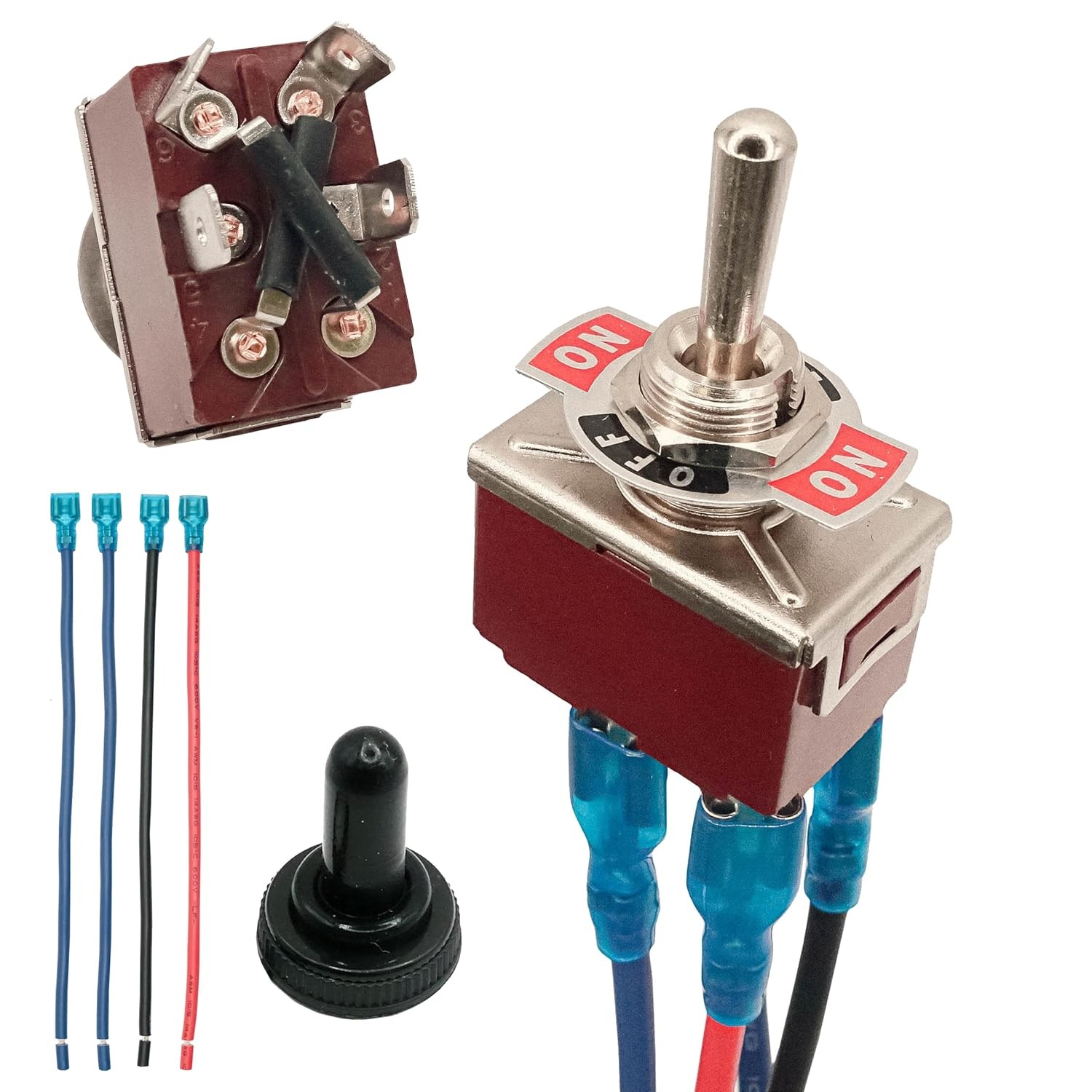 Momentary Reverse Polarity Switch 12V 30A  DPDT 4 Pin  On Off On Toggle Swit...
