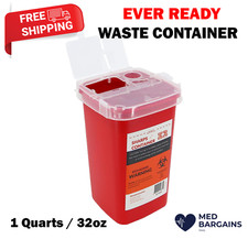Ever Ready EVR202 Sharps Container Waste Disposal 1 Quarts / 32oz - RED picture