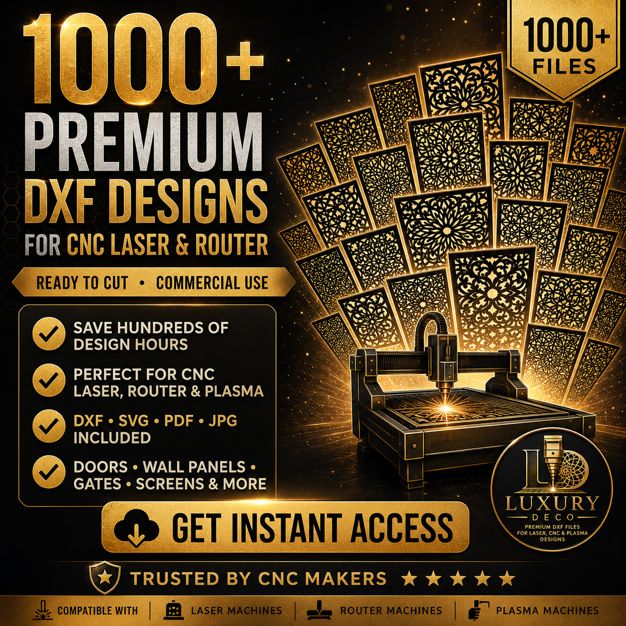 +1000 CNC DXF SVG Laser Cut Decorative Wall Screen Panels Vector Collection +1000 CNC DXF SVG Laser Cut Decorative Wall Screen Panels Vector Collection