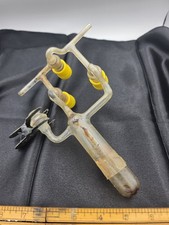 Vintage 3-Port Glass Vacuum Gas Manifold 3 PTFE Valves Stopcock Lab Glass picture