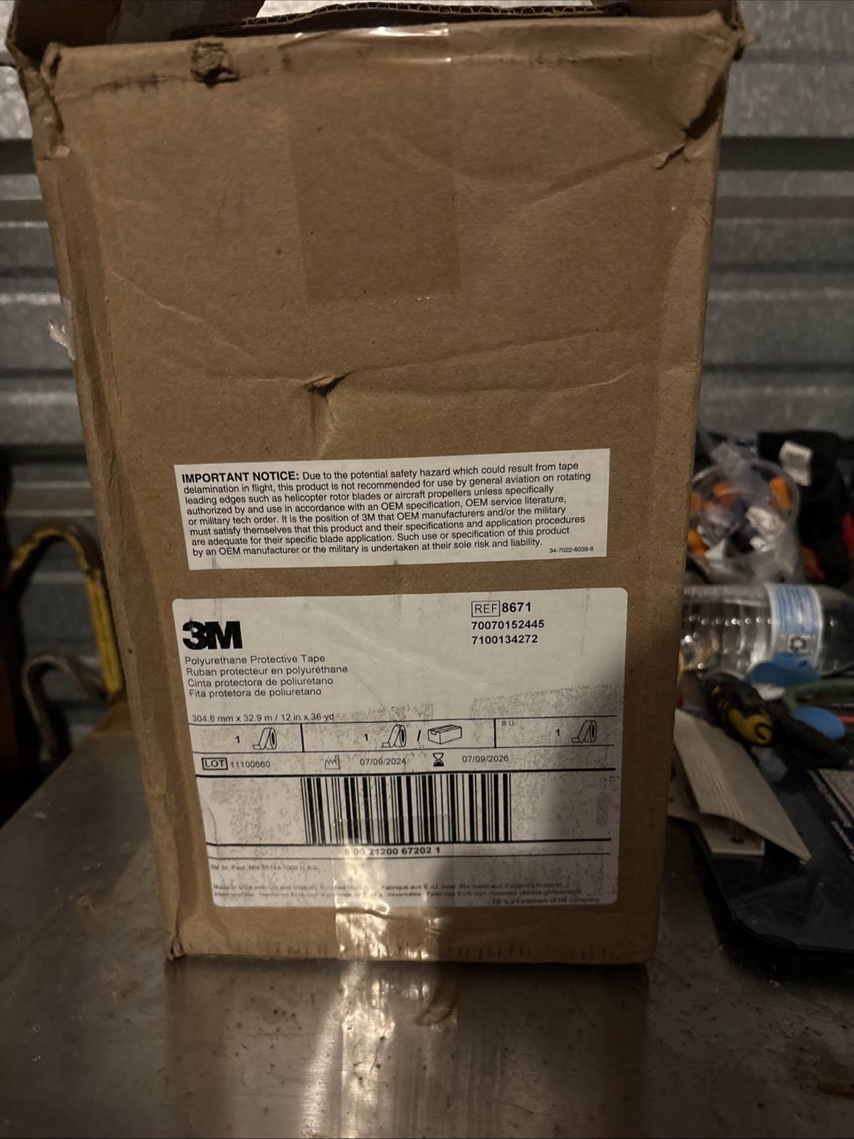3m Polyurethane Protective Tape 8671 12”x36 Yd Made 7-9-24 Exp 7-9-26 3m Polyurethane Protective Tape 8671 12”x36 Yd Made 7-9-24 Exp 7-9-26
