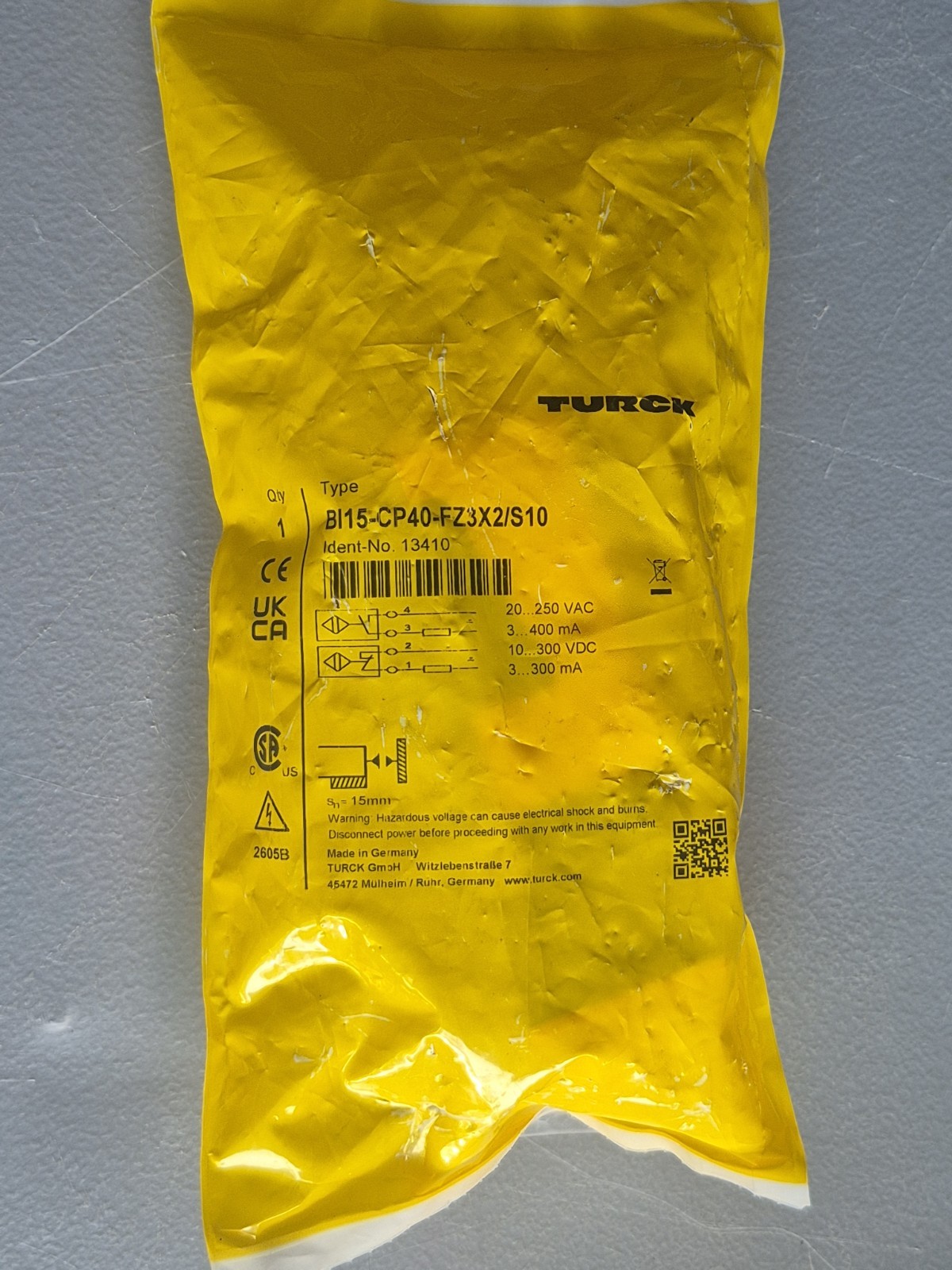 New Turck Bi15-CP40-FZ3X2/S10 Proximity Sensor 20-250VAC 13410 - No Box New Turck Bi15-CP40-FZ3X2/S10 Proximity Sensor 20-250VAC 13410 - No Box