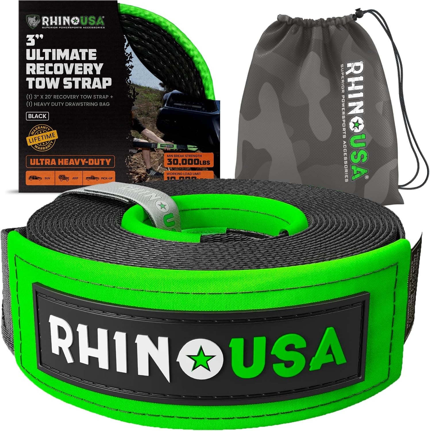 Rhino USA Recovery Tow Strap (3\ Rhino USA Recovery Tow Strap (3\
