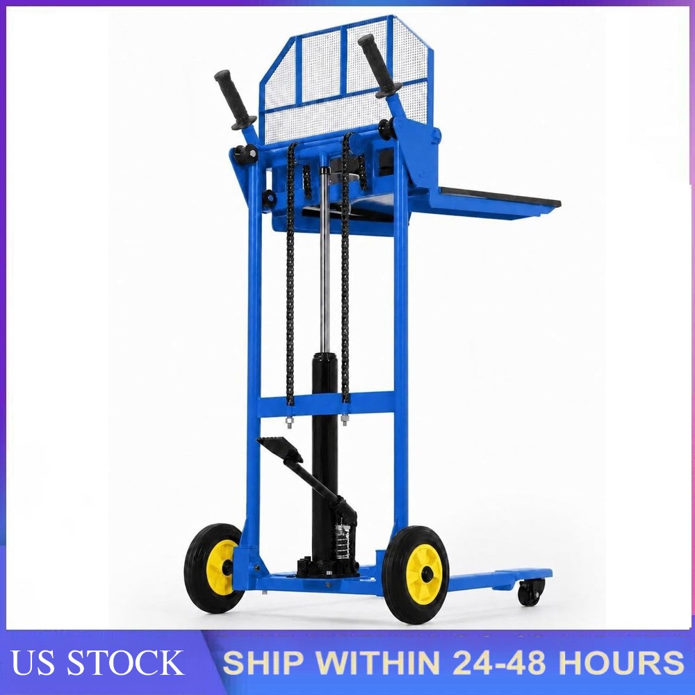 450lbs Hydraulic Material Lift Winch Stacker Pallet Dolly 36 450lbs Hydraulic Material Lift Winch Stacker Pallet Dolly 36