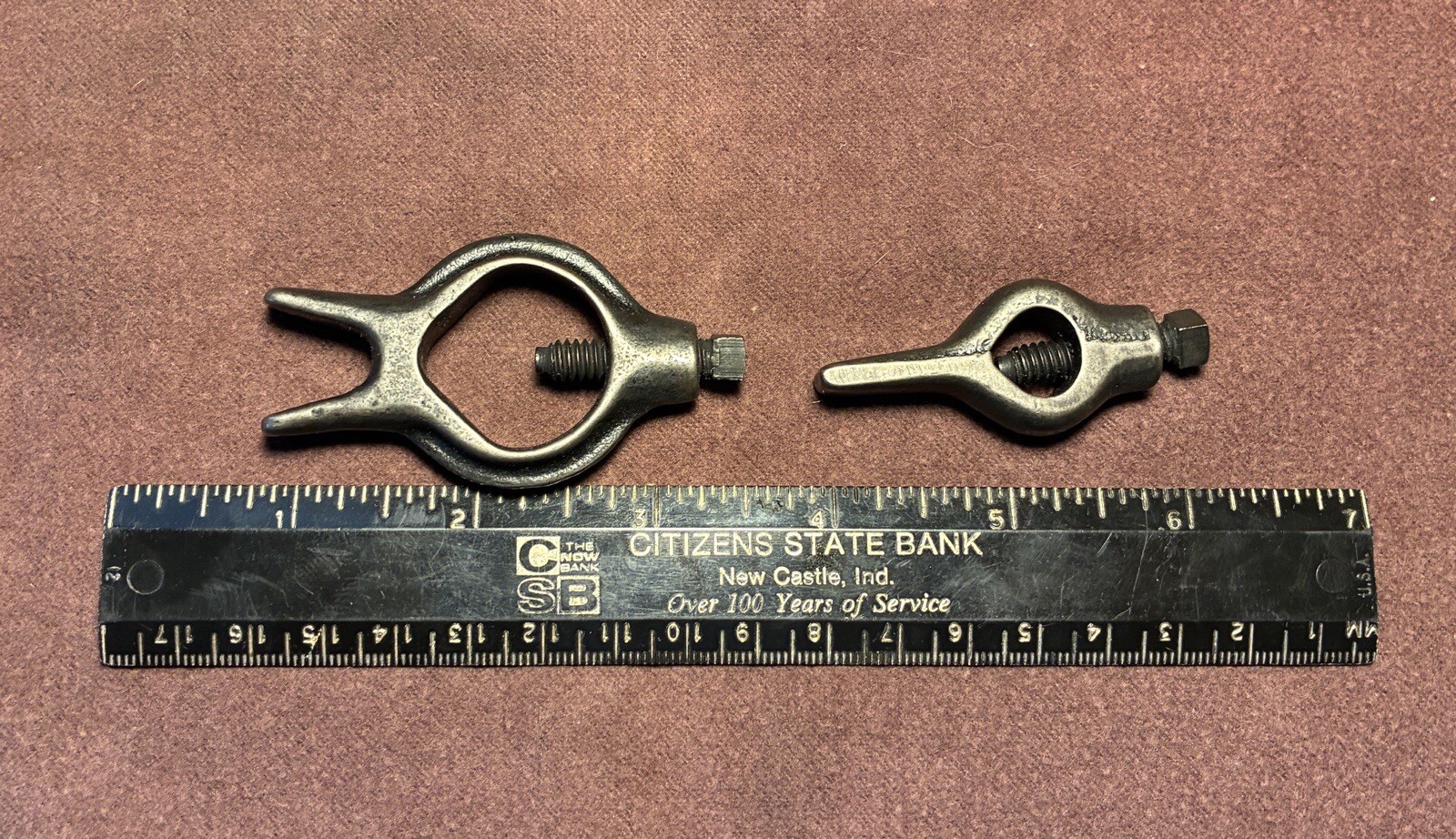 2 Vintage Small Lathe Dog One Forked Estate Sale Fresh Used
