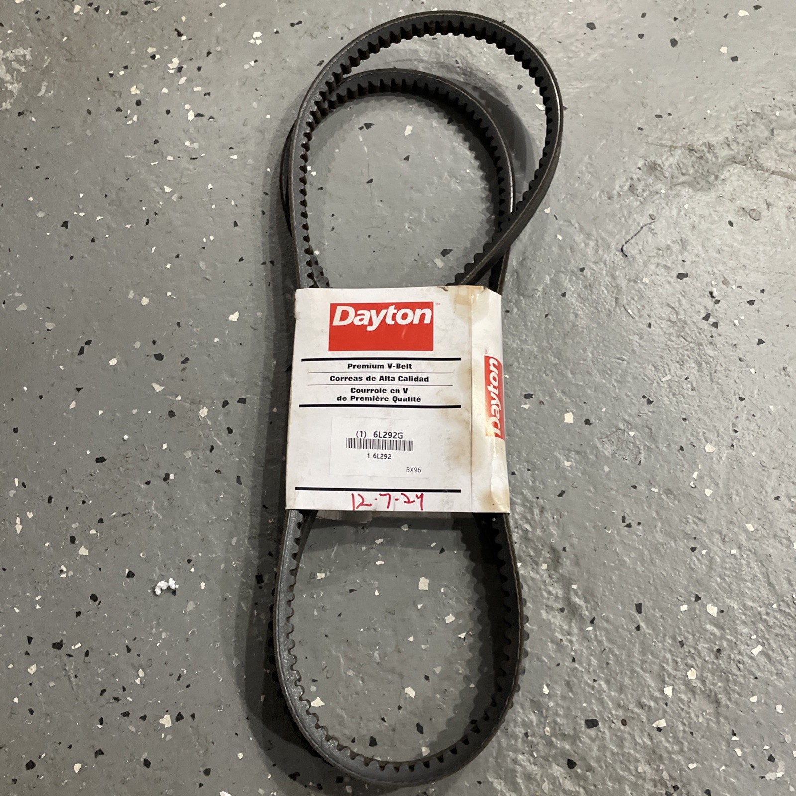 Dayton 6L292g / 6L292 / Gates Bx96 Cogged V-Belt Dayton 6L292g / 6L292 / Gates Bx96 Cogged V-Belt