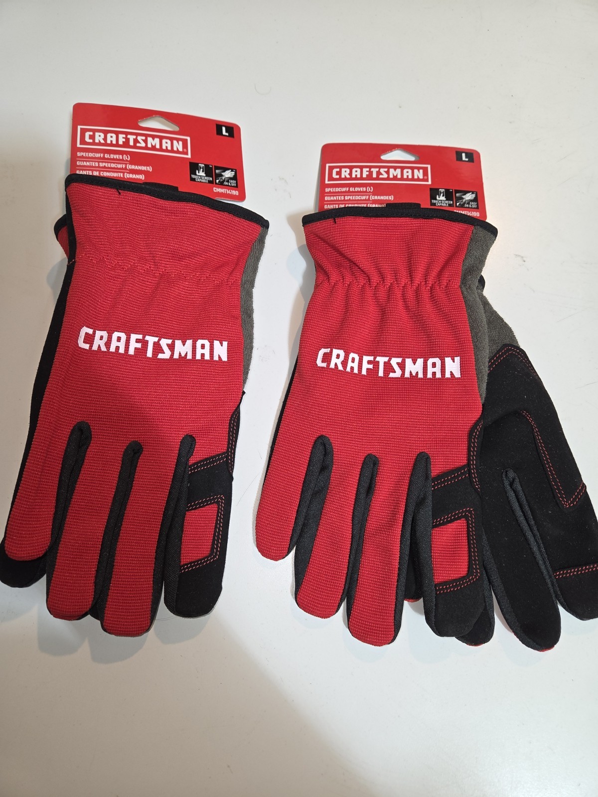 TWO PAIR Craftsman Speed Cuff Utility Gloves Size L LARGE - CMMT14190 TWO PAIR Craftsman Speed Cuff Utility Gloves Size L LARGE - CMMT14190