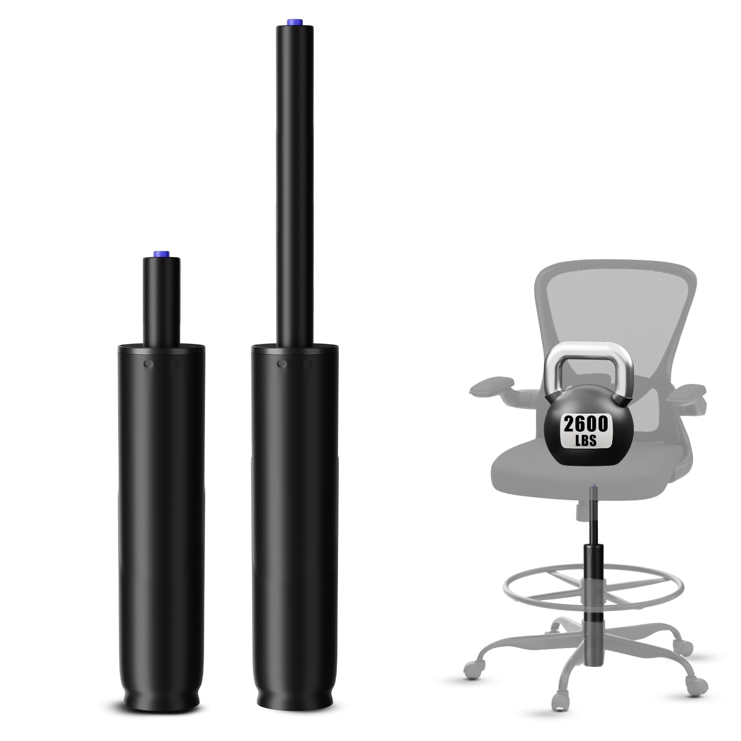 14 Inches-22 Inches Extra Long Gas Lift 8'' Travel Length, Matte Black 14 Inches-22 Inches Extra Long Gas Lift 8'' Travel Length, Matte Black