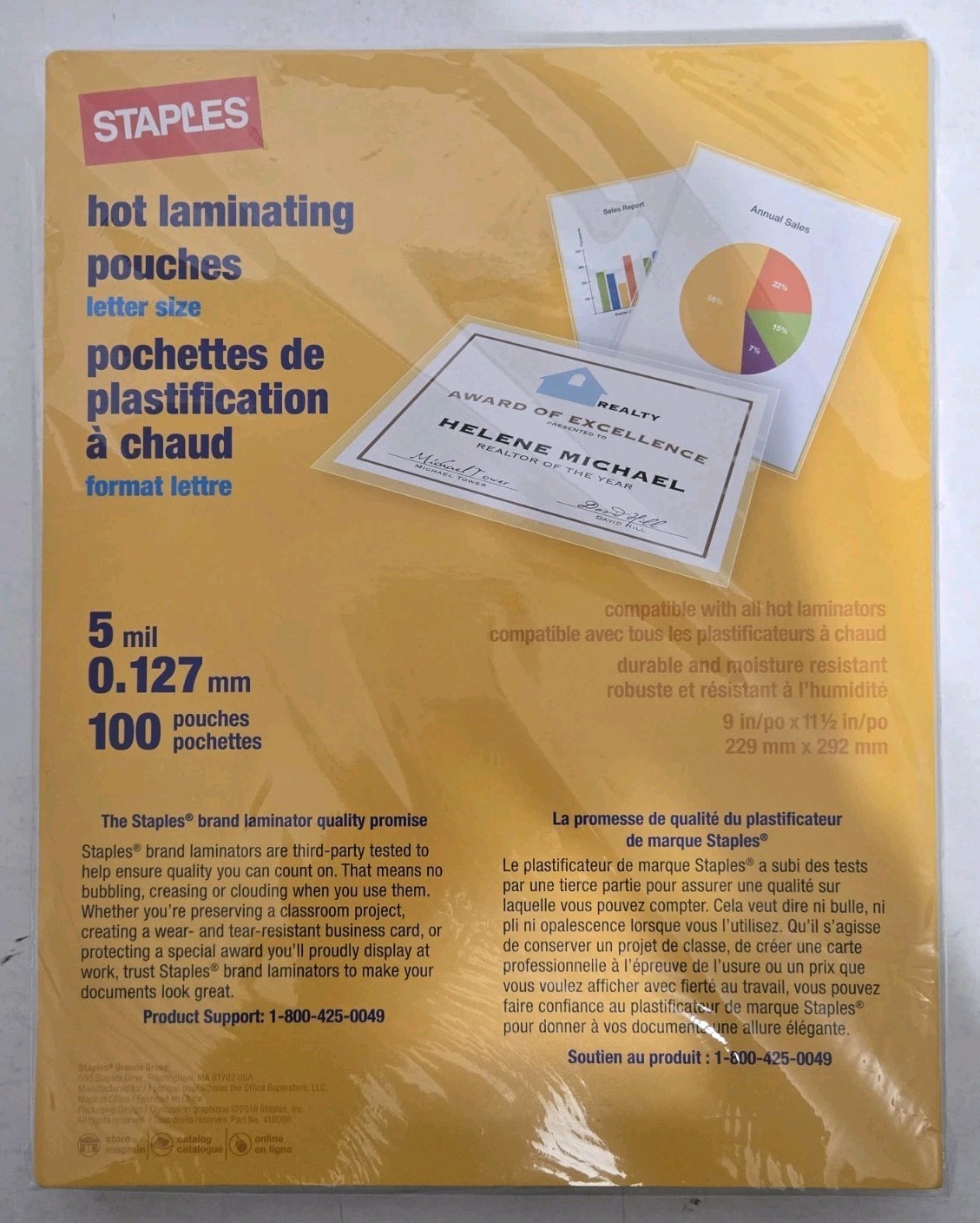 NEW BOX STAPLES HOT LAMINATING POUCHES - Letter Size, 5 Mil, 100-Pack (.127mm) NEW BOX STAPLES HOT LAMINATING POUCHES - Letter Size, 5 Mil, 100-Pack (.127mm)