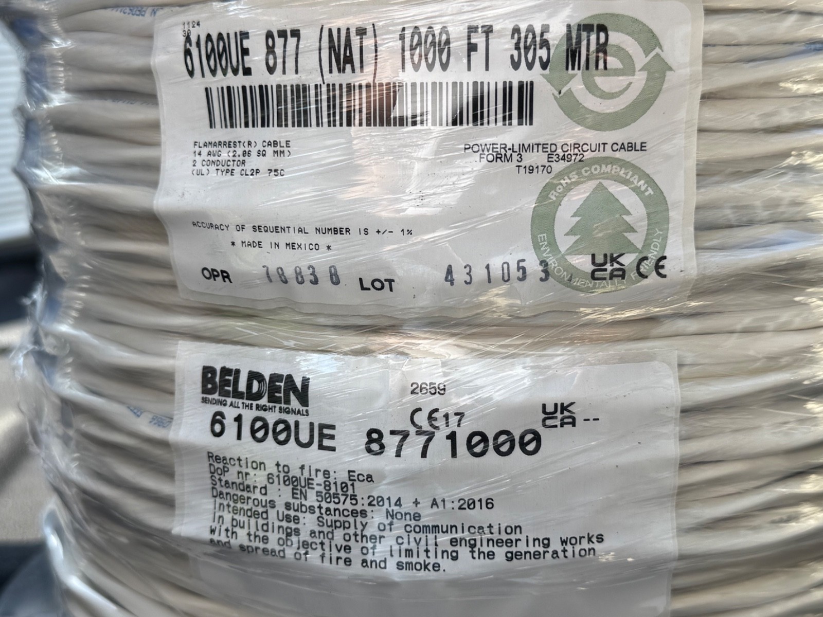 BELDEN 6100UE 8771000 Wire &Cable Multi-Conductor Cables 14AWG 2C STRAND 1000ft BELDEN 6100UE 8771000 Wire &Cable Multi-Conductor Cables 14AWG 2C STRAND 1000ft