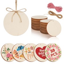 Philorn 50pcs Wooden Ornaments for Crafts 3.5