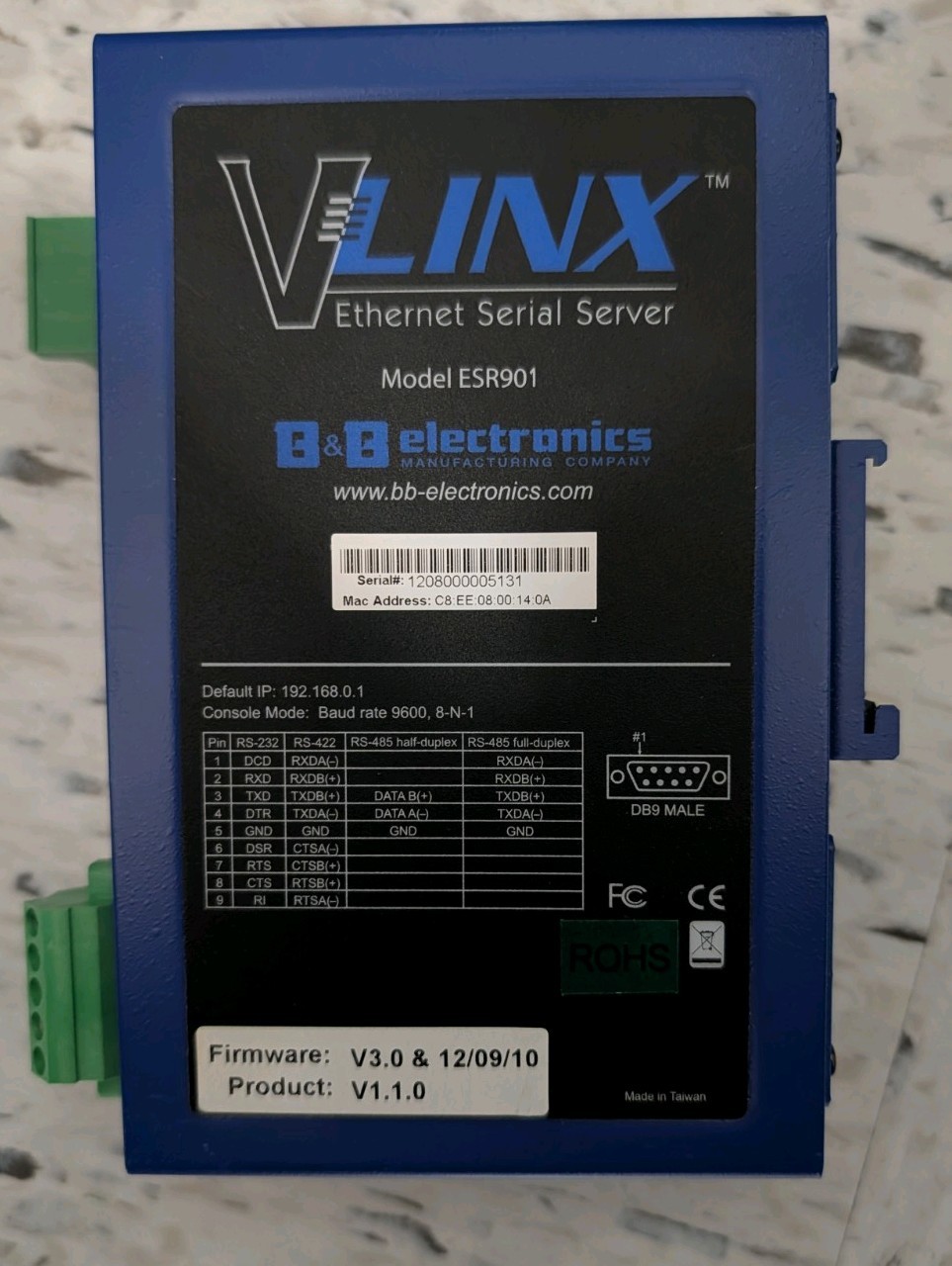 B&B electronics VLINX ESR901 esr-901 ADVANTECH ETHERNET SERVER