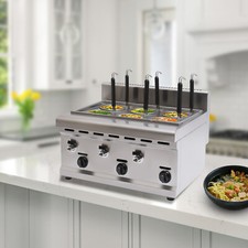 Commercial Pasta Cooking Machine Noodle Boiler 6 Holes Pasta Maker 3 Gas Knobs picture