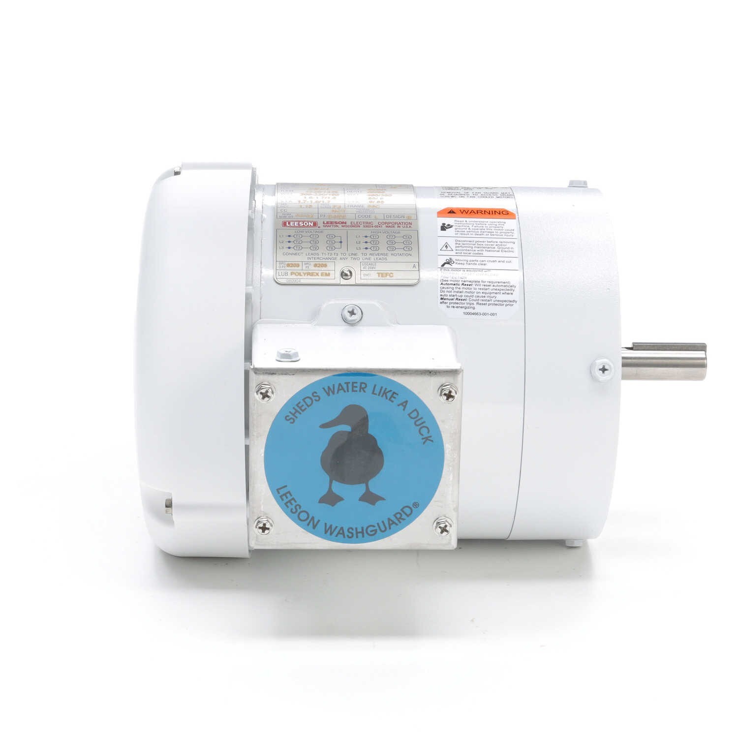 Leeson 116642.00 Electric Motor 1/3 HP 1800 Rpm 3PH 208-230/460 Volt 56C Frame