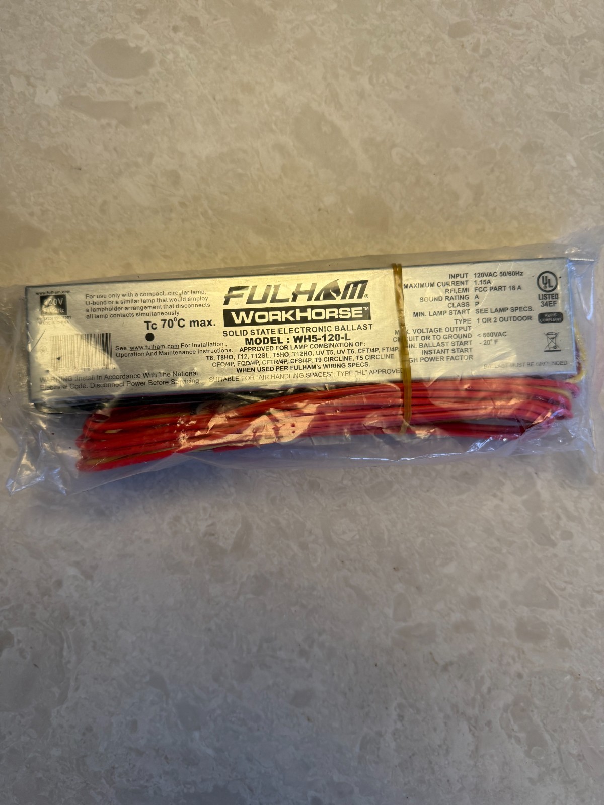 Fulham WorkHorse WH5-120-L Electronic Fluorescent Ballast 120V - NEW