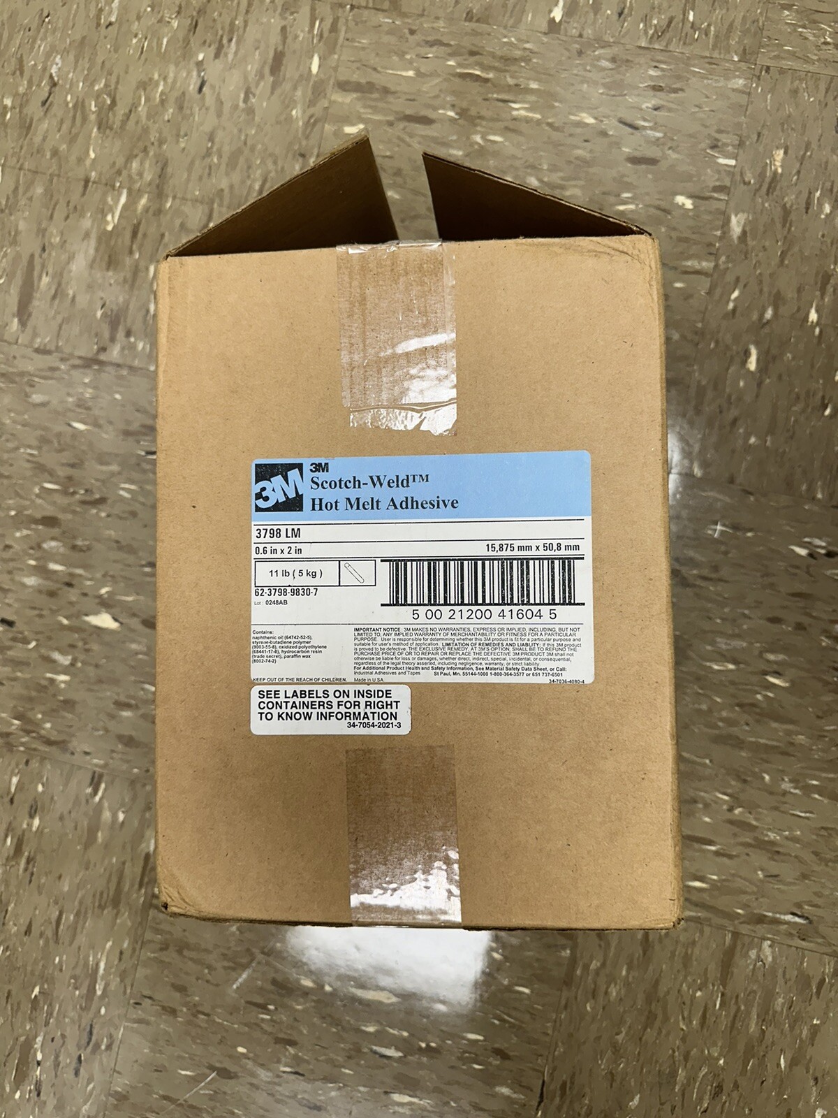3M Scotch-Weld Hot Melt Adhesive 3792 LM PG Clear, .6 in x 2 in, 11 lb per case 3M Scotch-Weld Hot Melt Adhesive 3792 LM PG Clear, .6 in x 2 in, 11 lb per case