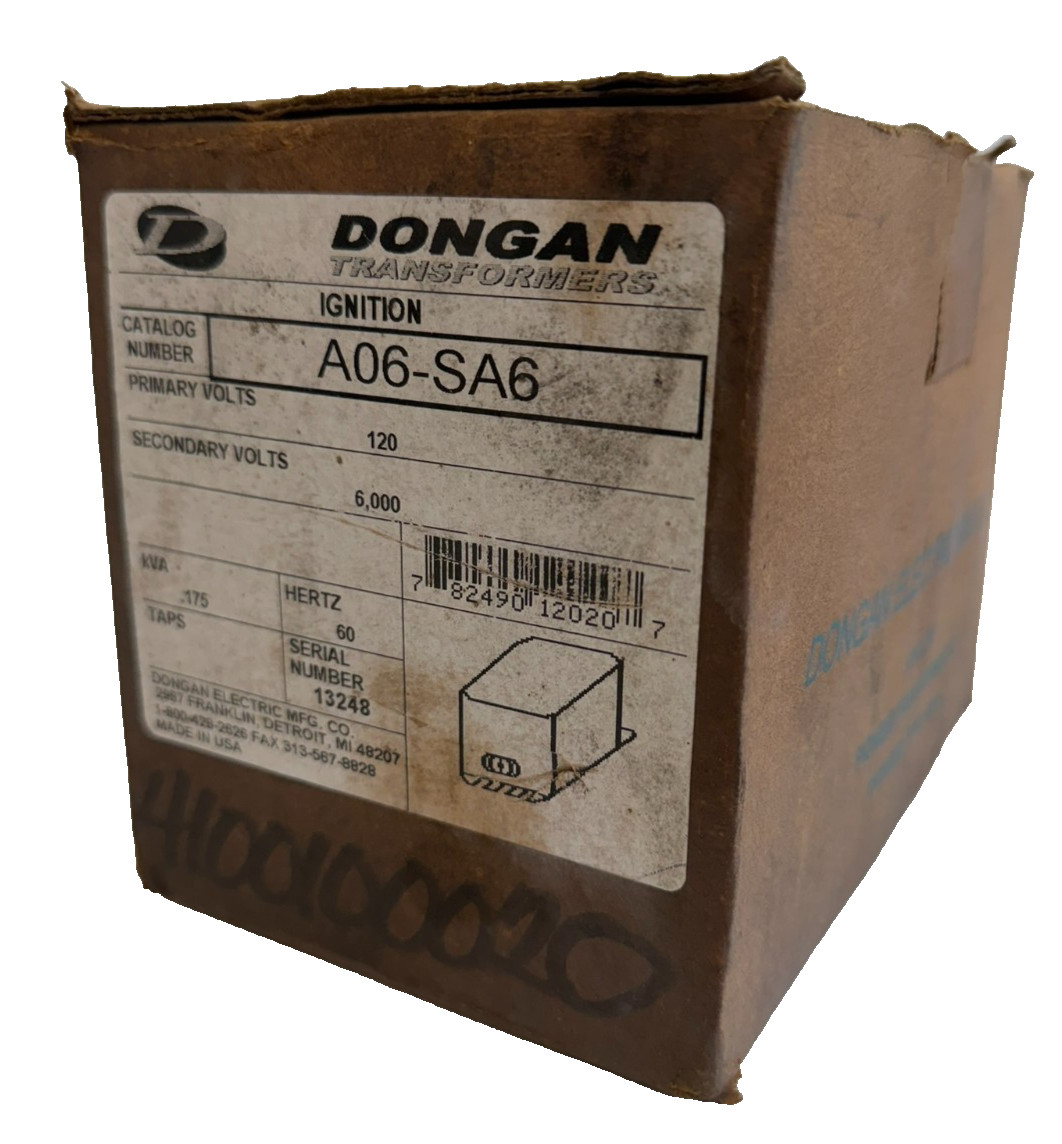 NEW DONGAN A06-SA6 IGNITION TRANSFORMER 120V A06SA6 NEW DONGAN A06-SA6 IGNITION TRANSFORMER 120V A06SA6