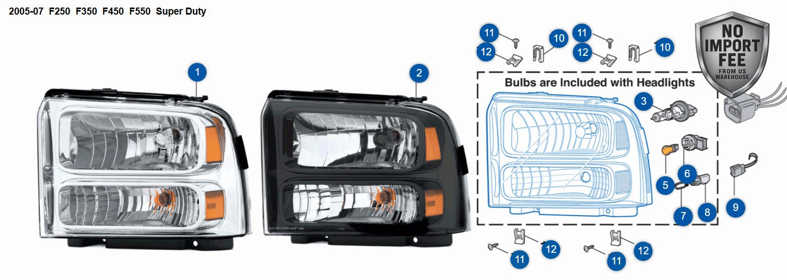 Headlight Assembly-Right Hand Black 