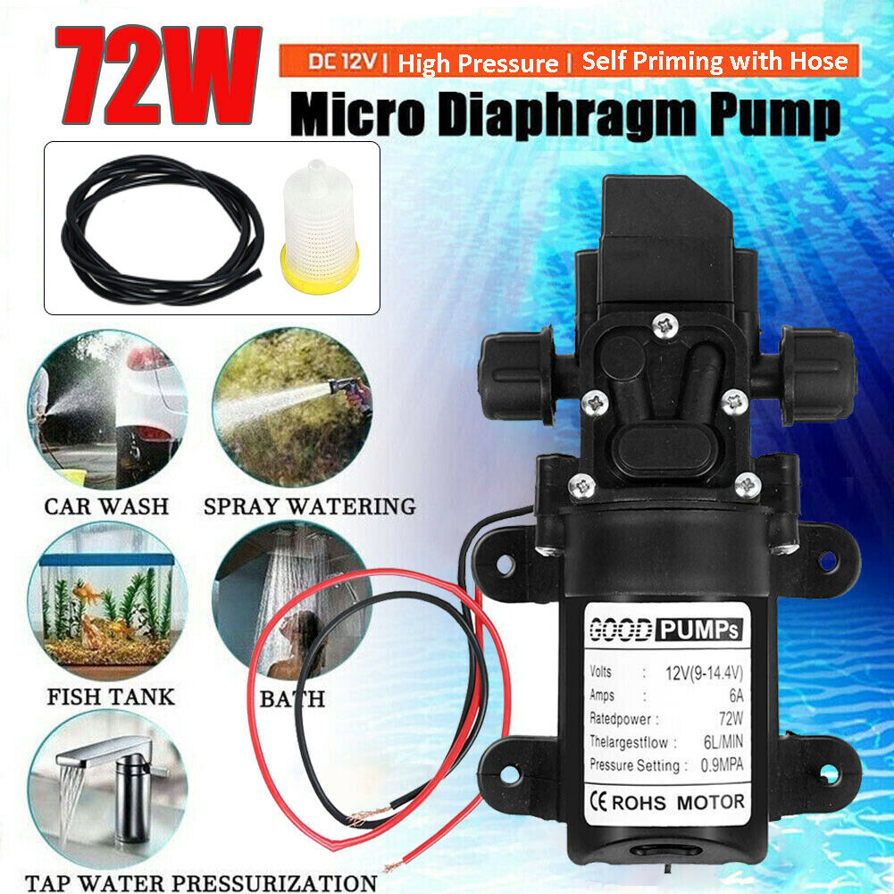 12V 130PSI High Pressure Diaphragm Water Pump Self Priming with Tube for RV Boat