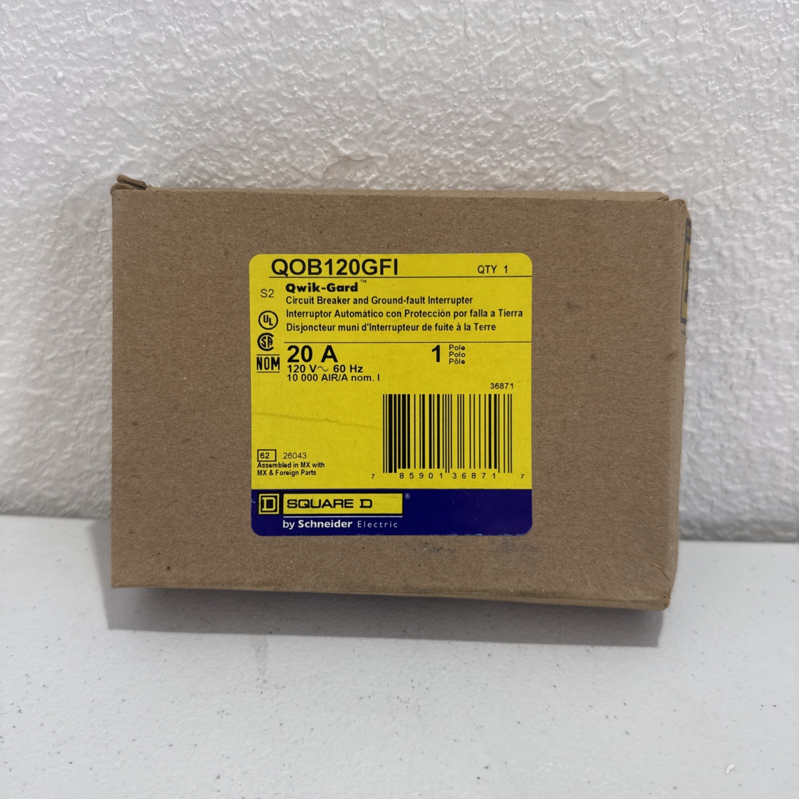 Square D QOB120GFI 20A Single Pole Circuit Breaker