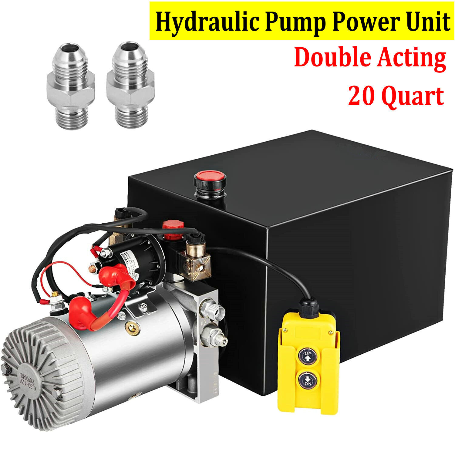 20 Quart Double Acting Hydraulic Pump Dump Trailer 12V DC Unit Pack Power Unit