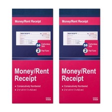XKDOUS 2 Pack Money and Rent Receipt Book, 2-Part Carbonless, 2-3/4 x 6-1/2 picture