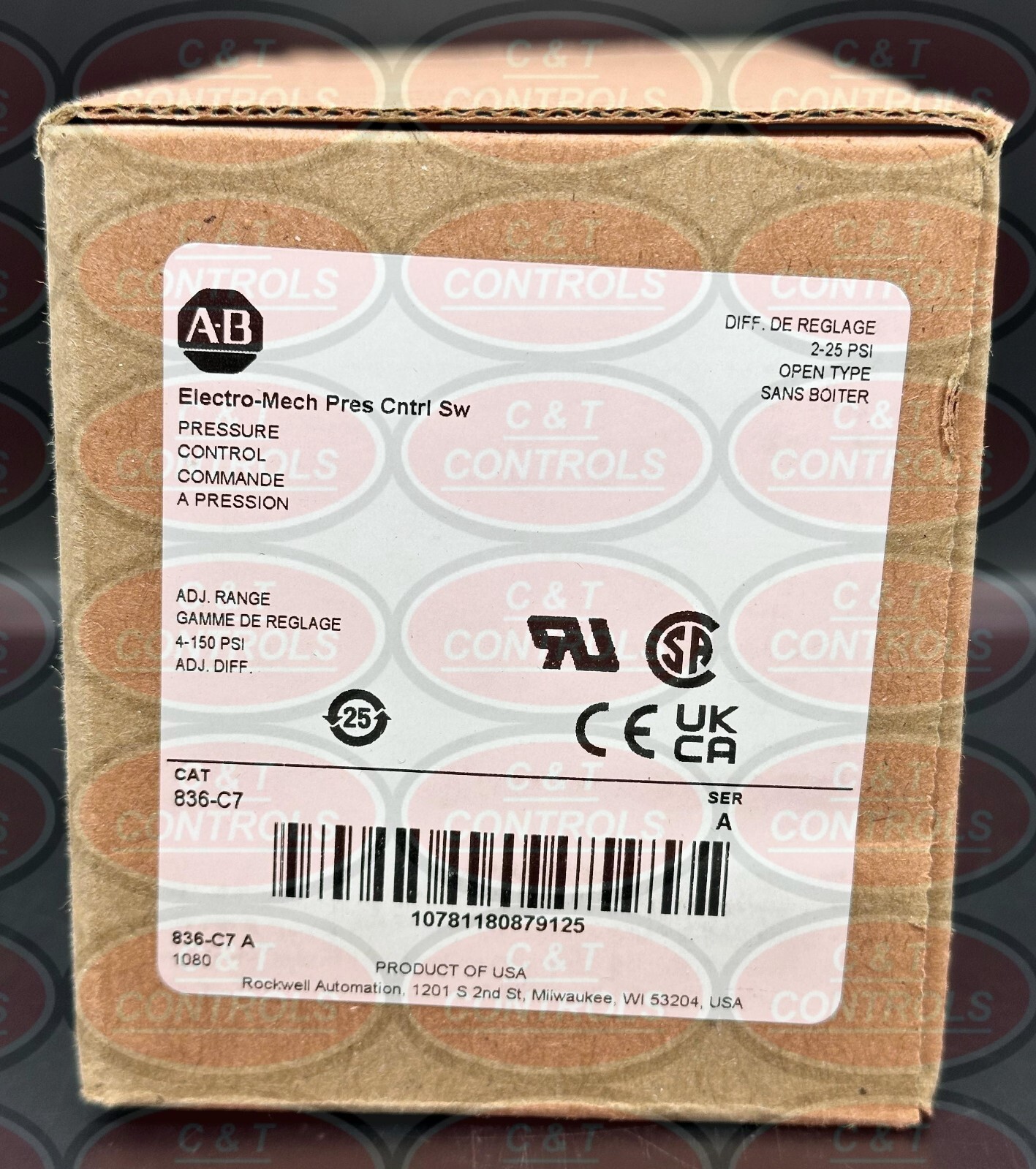 Allen Bradley 836-C7 Pressure Control Switch New In Box USA Stock Allen Bradley 836-C7 Pressure Control Switch New In Box USA Stock