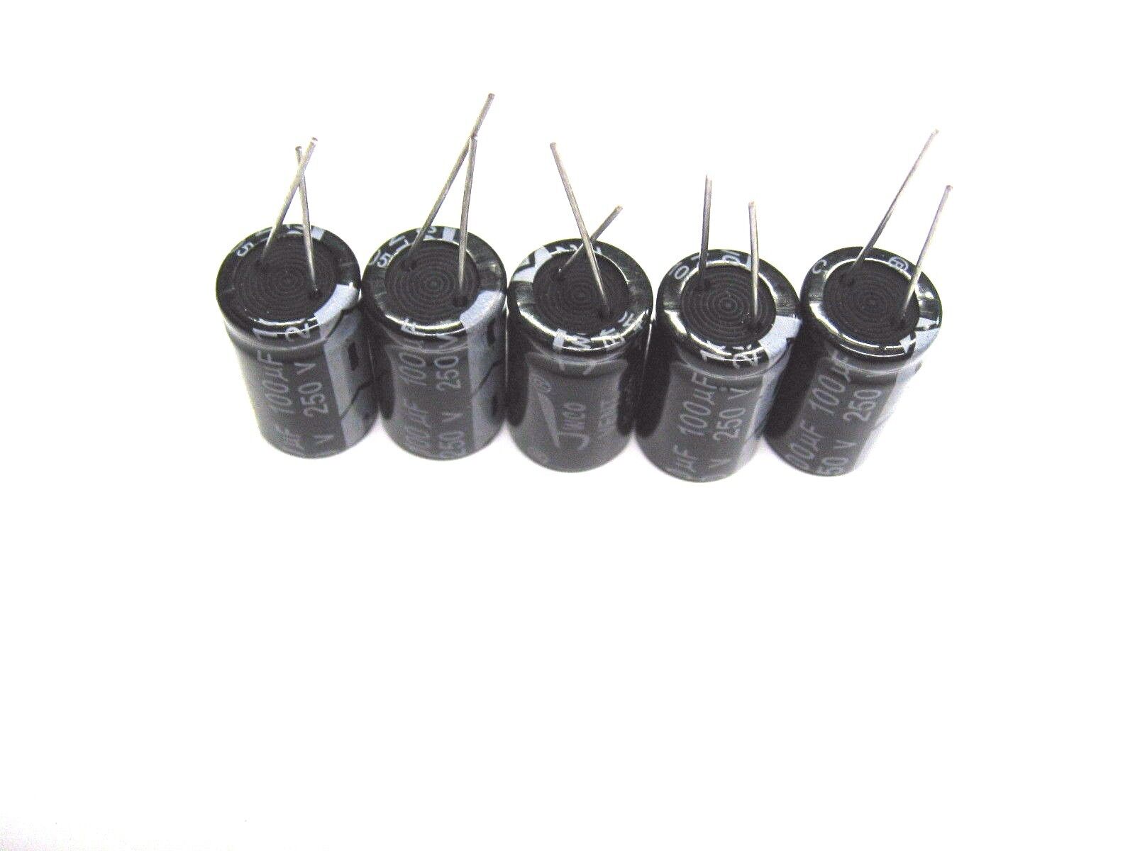 100uF 250V (5x) Electrolytic Capacitors 250V 100uF Volume 16x25mm 
