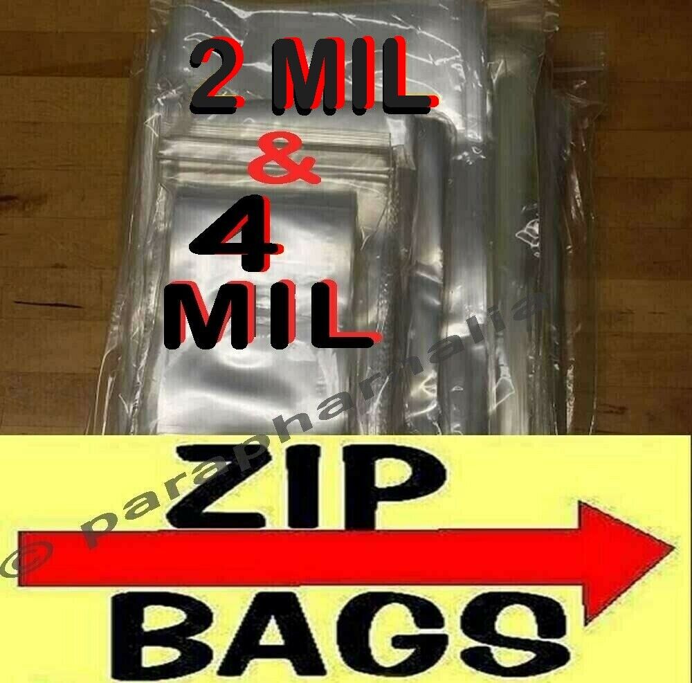 Clear Reclosable Zip Bags 2Mil HEAVY-DUTY 4-Mil Plastic Lock Zipper Seal Baggies