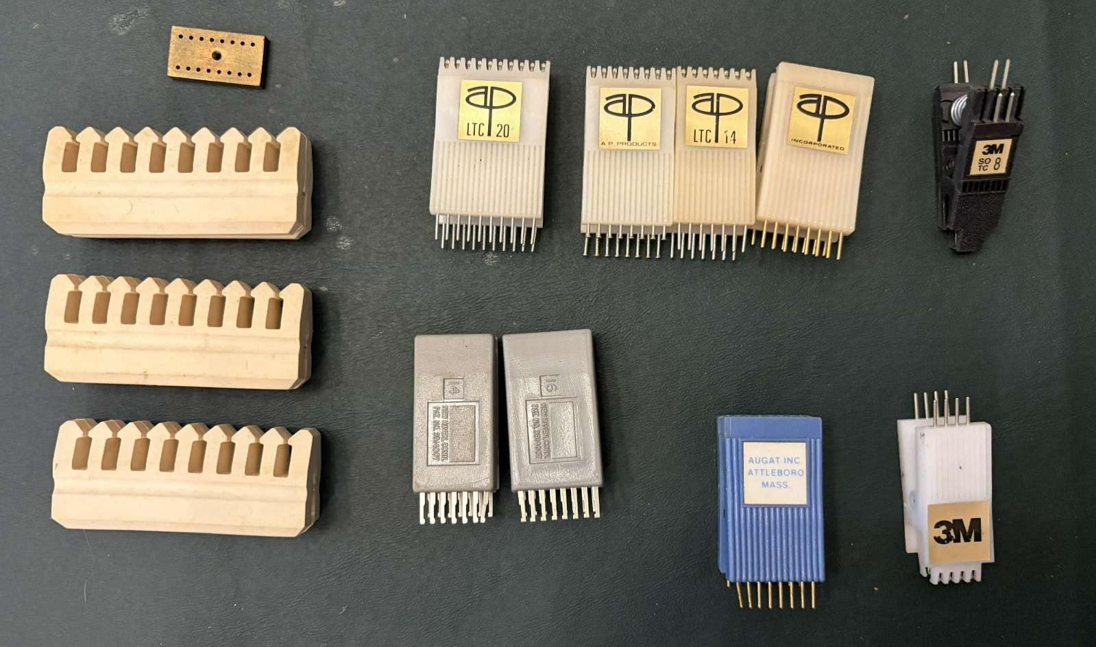 Vintage IC Test Clip Lot 3M AP Products Augat LTC-14 LTC-20 DIP SOIC 13 Pc