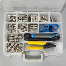 Ideal 33-639 Pro Compression Starter Kit Coax Cable Connector Cut Strip Tools picture