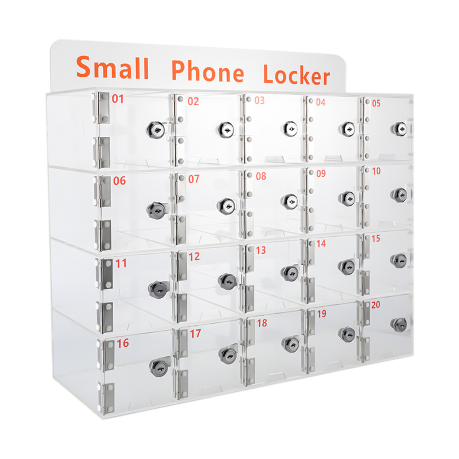 Acrylic Cell Phone Locker Box Storage Cabinet Pocket w/Keys 20 Slots Clear Acrylic Cell Phone Locker Box Storage Cabinet Pocket w/Keys 20 Slots Clear