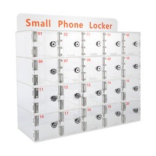 Acrylic Cell Phone Locker Box Storage Cabinet Pocket w/Keys 20 Slots Clear picture