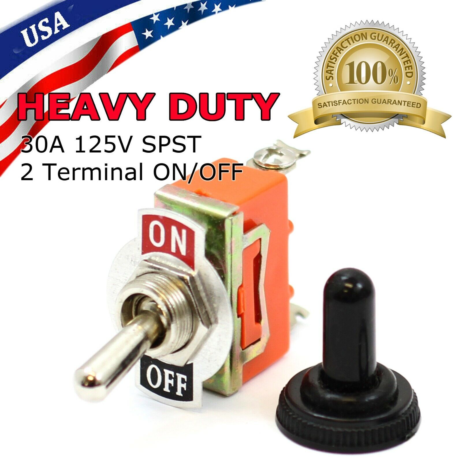 Toggle SWITCH ON/OFF Heavy Duty 15A 125V SPST 2 Terminal Car Boat Waterproof ORG