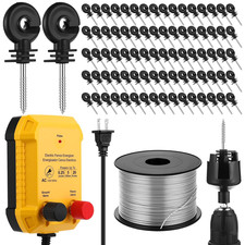 Electric Fence Charger Kit 0.25 J 5 Mile 80 Insulators 985Ft Wire picture