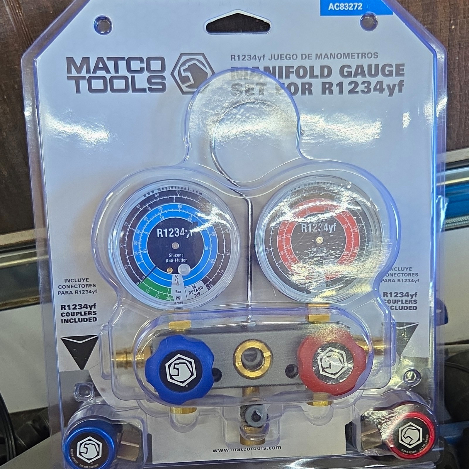 Matco Tools AC83272 R-1234yf Manifold Gauge & 72in Hose Set 2-Valve