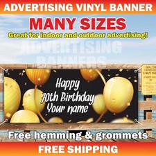 Happy 70th Birthday Advertising Banner Vinyl Sign Custom Name Text Event Holiday picture