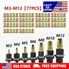 77Pcs Mixed Rivnuts Set Rivet Nuts Threaded Nuts Anti-oxidation M3-M12 Mandrels picture