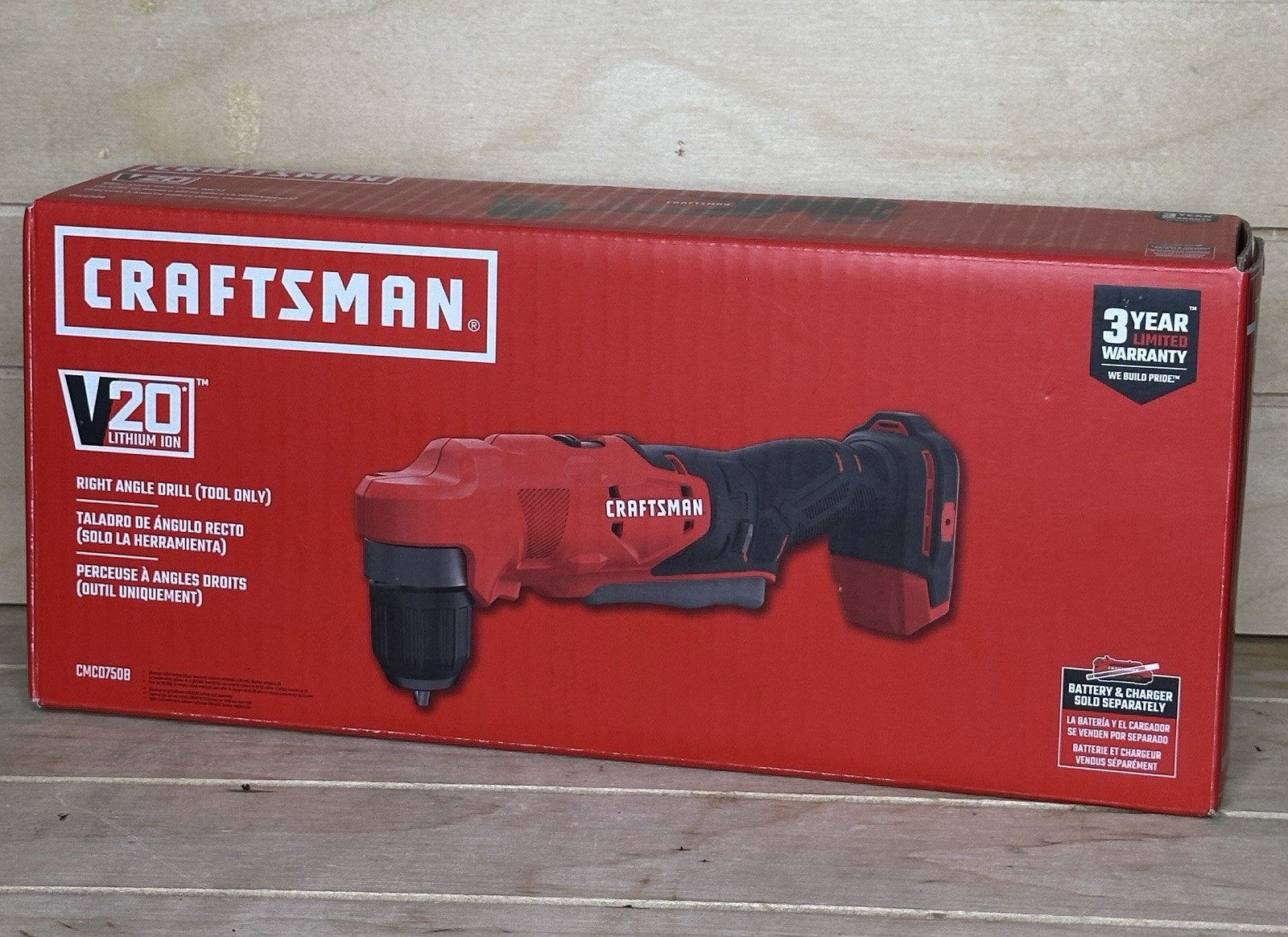Craftsman V20 Cordless 3/8-Inch Right Angle Drill (Tool Only) CMCD750B - New Craftsman V20 Cordless 3/8-Inch Right Angle Drill (Tool Only) CMCD750B - New
