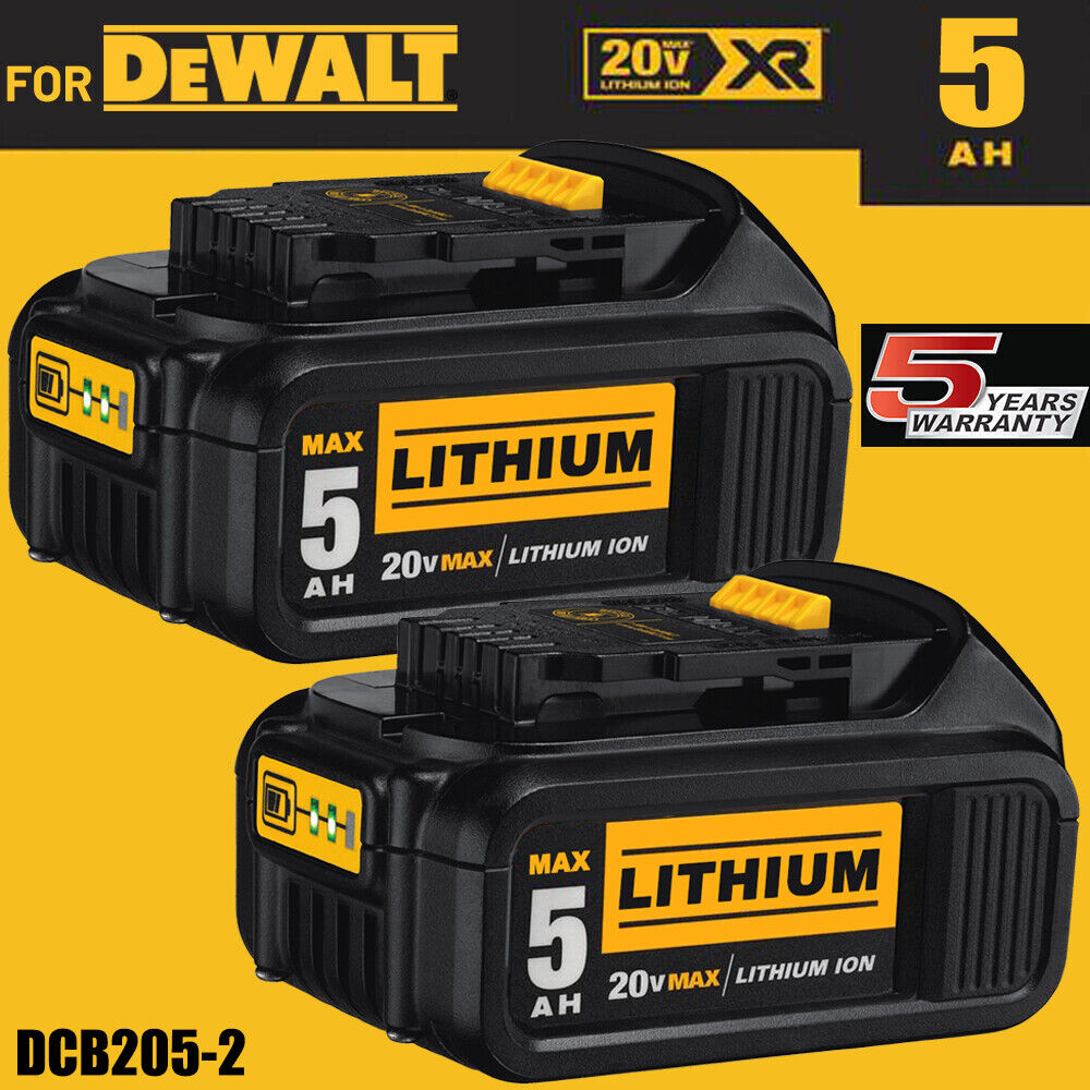 BRAND NEW 2PCS for Dewalt DCB205-2 20V 5.0Ah MAX XR Li-ion Power Tool Battery
