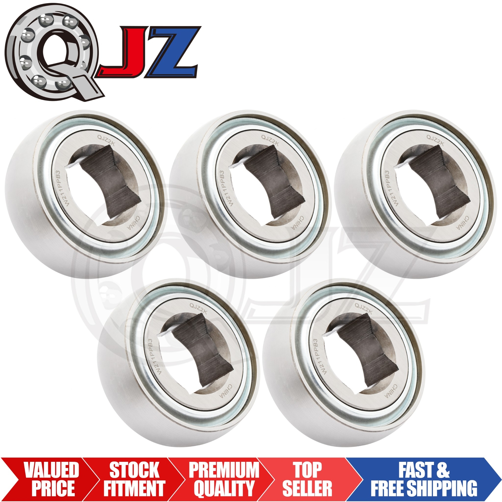 [Qty.5] W211PPB3 Square Bore Agricultural Bearing [1.5