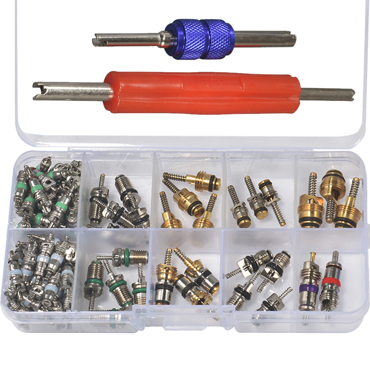 102pcs Car R12 & R134a A/C Air Conditioner Schrader Valve Core Remover Tool Kit 102pcs Car R12 & R134a A/C Air Conditioner Schrader Valve Core Remover Tool Kit