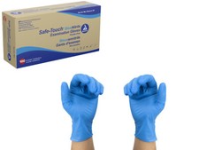 Dynarex Safe Touch Blue Nitrile Exam Gloves Powder Free - 1 box/100 picture