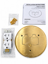 ENERLITES 975517-C Brass Floor Outlet Cover 20A Duplex Flip Lid 5-3/4