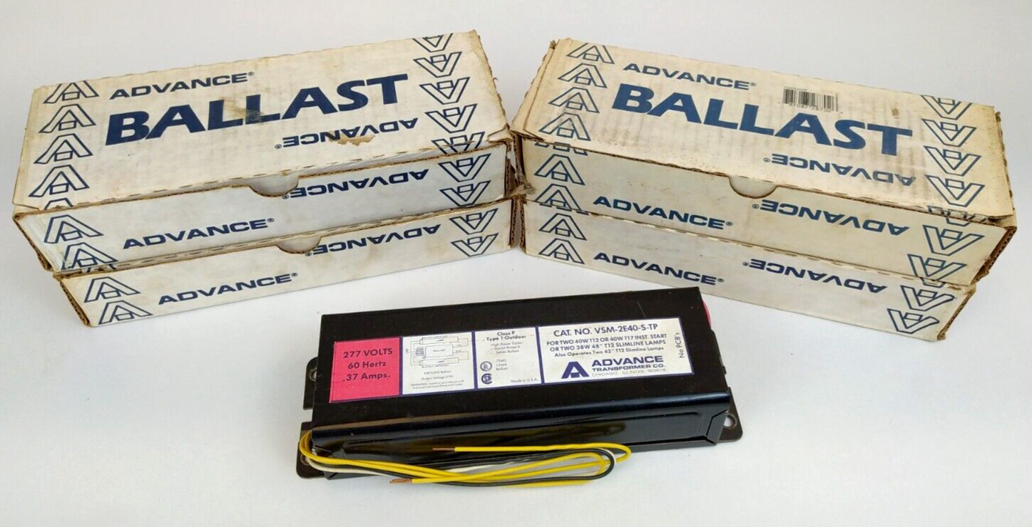 4 NEW Advance Transformer Ballasts VSM-2E40-S-TP  277v 60 Hz .37 Amp Lot T12/T17