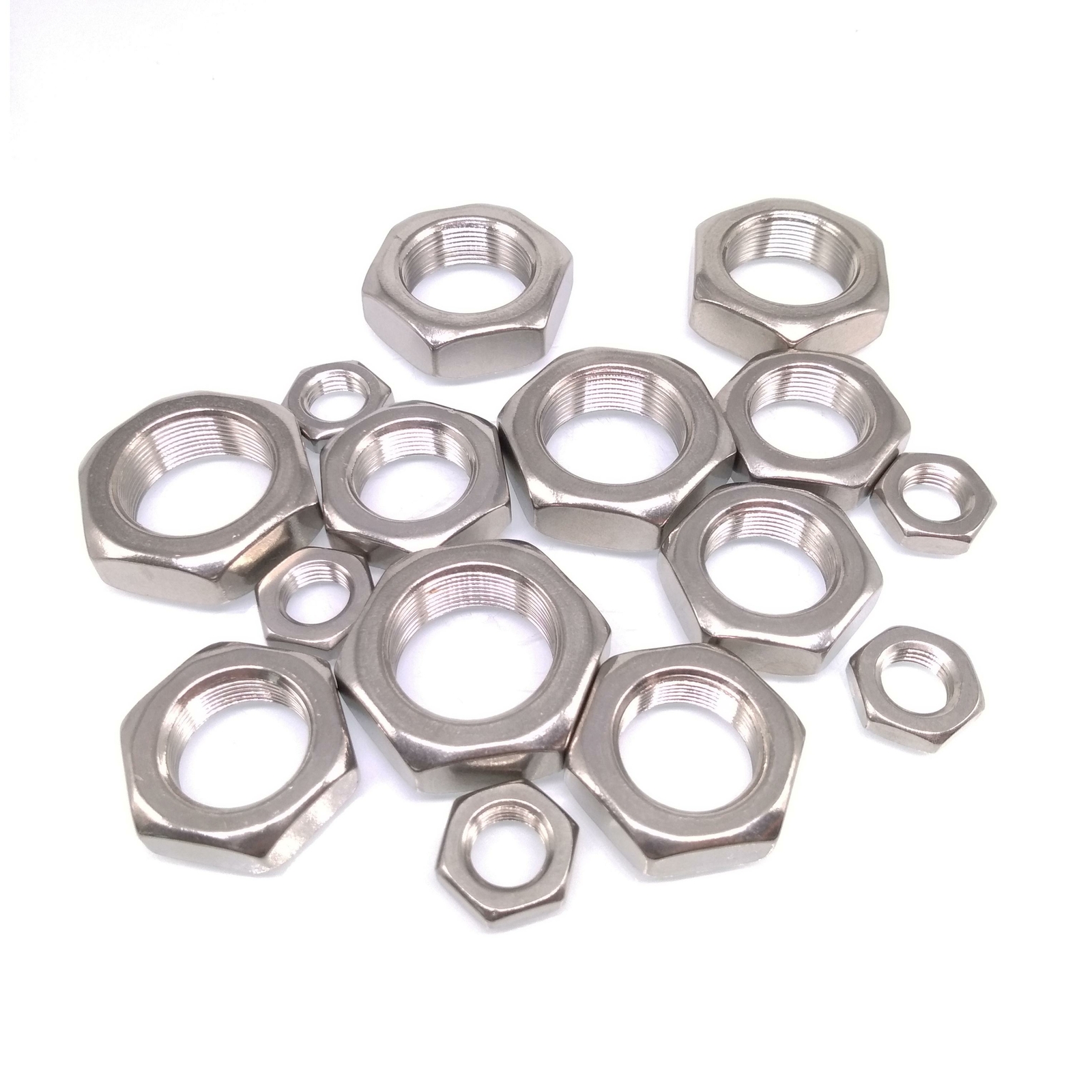 20pcs M16 x 1.0mm Fine Thread Hex Half Thin Jam Nuts A2 304 Stainless Steel