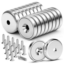 16Pack 40LBS Strong Magnets with Holes, Round Cup Magnets with Screws for Wall M picture