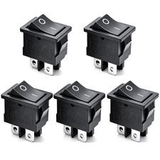 5pcs Snap-in DPST Rocker Switch Toggle Power ON-Off Switch 4 Pin AC 250V 6A 1... picture