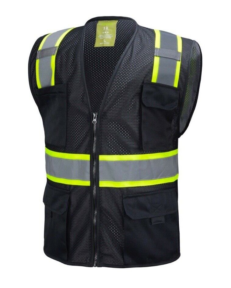 Black Two Tones Safety Vest ,With Multi-Pocket Tool