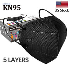 50/100Pcs Black KN95 Face Mask 5 Layer BFE 95% Disposable Respirator USA Seller picture